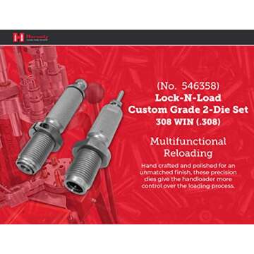 Hornady Custom Grade New Dimension 2-Die Set for .308 Win - Precision Reloading Equipment for Handlo...