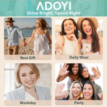 Adoyi Rose Gold Hoop Earrings Set for Women Girls Trendy 14K Plated Gold Hoops Small Chunky Earrings Twisted Huggie Ear rings Pack Lightweight 9 Pairs Jewelry Set for Mother's Day Birthday Gifts