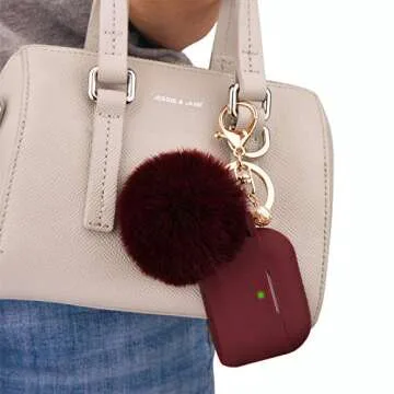 Filoto Compatible with AirPods Pro 1st Generation Case, Soft Airpod Pro Case for AirPods Pro (2019), Cute Protective Silicone Case Accessories with Pompom Keychain for Women Girl(Burgundy)
