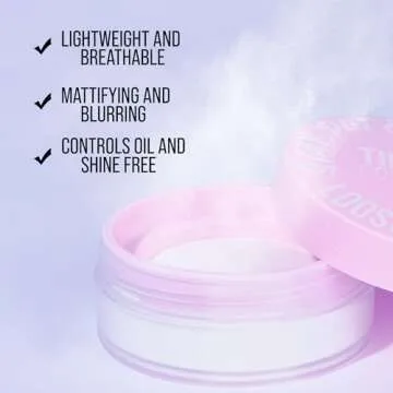 Oil Control loose setting powder Translucent, 24H Long-lasting White Blurring Powder with Puff for Oily Skin, Soft-focus Shine-Free Matte Finish Makeup Talc Free, 0.53Oz (02 White)