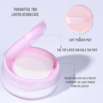 Oil Control loose setting powder Translucent, 24H Long-lasting White Blurring Powder with Puff for Oily Skin, Soft-focus Shine-Free Matte Finish Makeup Talc Free, 0.53Oz (02 White)