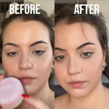 Oil Control loose setting powder Translucent, 24H Long-lasting White Blurring Powder with Puff for Oily Skin, Soft-focus Shine-Free Matte Finish Makeup Talc Free, 0.53Oz (02 White)