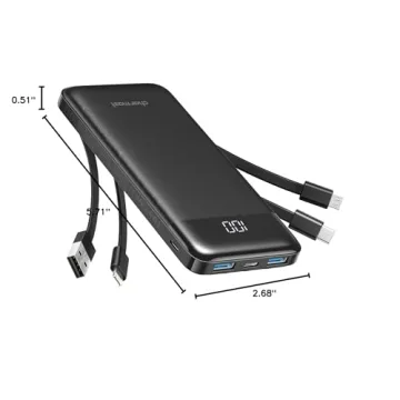 Portable Charger with Built-in Cables for All Devices
