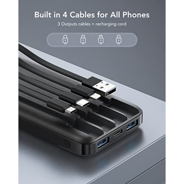 Portable Charger with Built-in Cables for All Devices