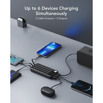 Portable Charger with Built-in Cables for All Devices