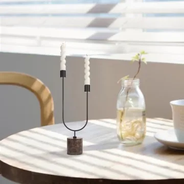 Elegant 2 Arm Marble Candle Holder for Home Decor