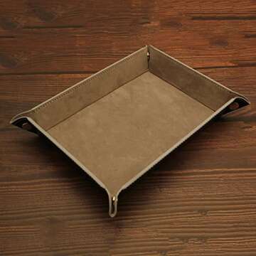 Socospace Valet Tray-leather and velvet,EDC Tray,Catchall Tray for Jewelry,Wallets,Watches,Key,Phone...