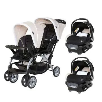 Baby Trend Sit N Stand Double Stroller & Car Seat Travel System - Khaki