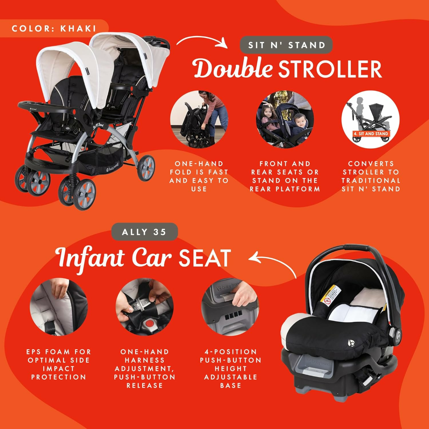 Sit N Stand Double Stroller & Car Seat Travel System