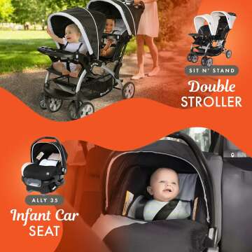 Sit N Stand Double Stroller & Car Seat Travel System