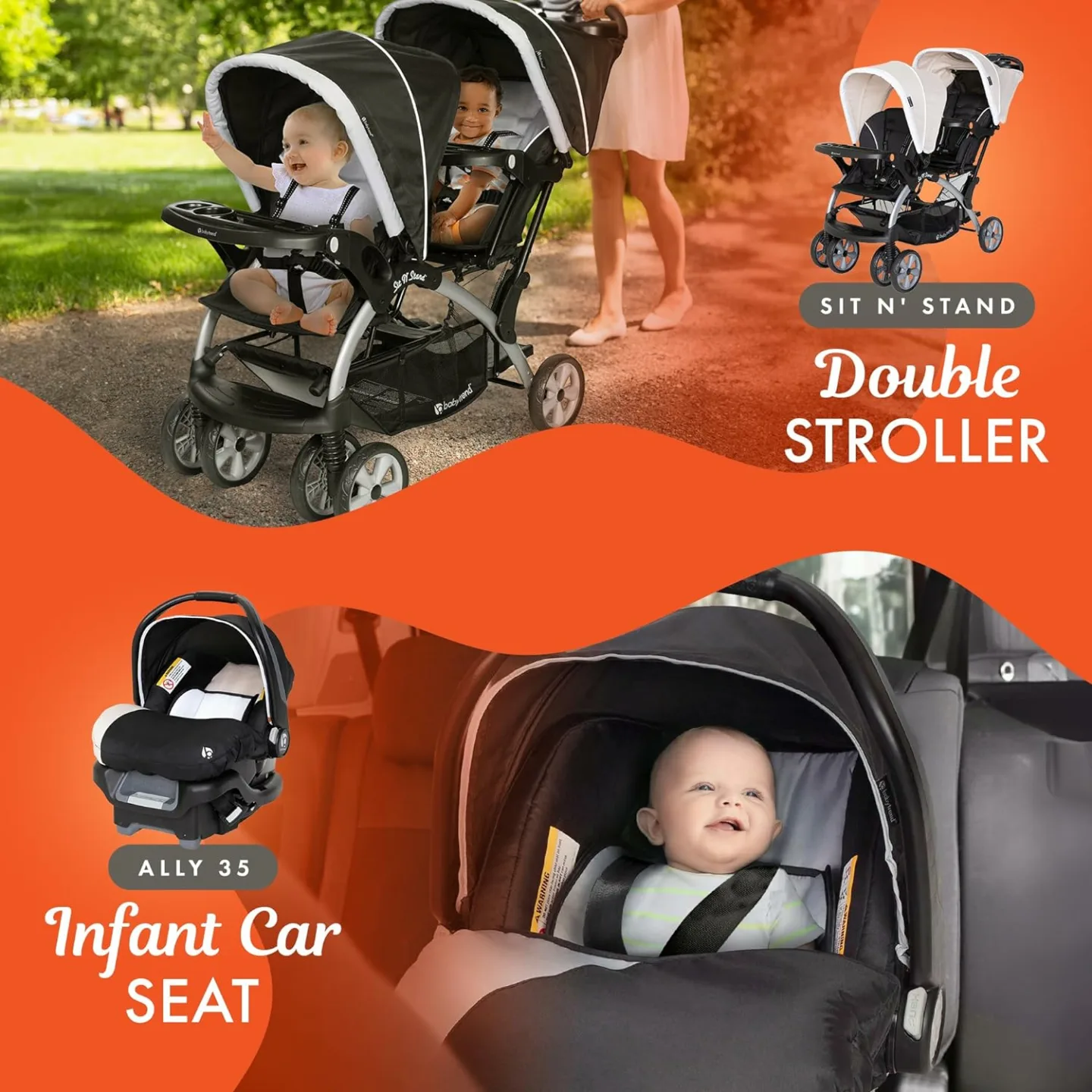 Sit N Stand Double Stroller & Car Seat Travel System