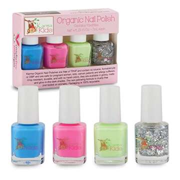 Karma Kids Nail Polish Box Set No. 1 Natural Safe Nail Polish for Little Girls - Non-Toxic, Vegan, a...