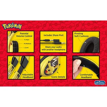 Pikachu Wired Kids Headphones with Volume Control