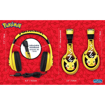 Pikachu Wired Kids Headphones with Volume Control