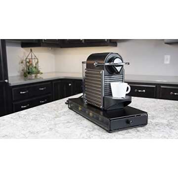 Nifty Small Nespresso Original Line Capsule Drawer – Black, 40 Capsule Pod Pack Holder, Non-Rolling Sliding Drawer, Under Coffee Pot Storage, Home Kitchen Counter Organizer