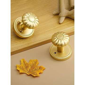 SORWDUERM Gold Door Knobs Privacy Door Knob Satin Brass Door Knob Interior Brushed Gold Door Knobs f...