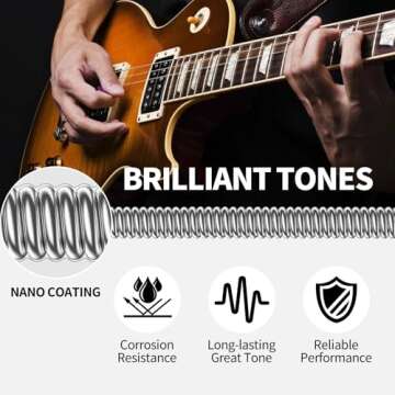 LEKATO Electric Guitar Strings Nickel Plated Steel Coated Electric Guitar Strings with Ball End 10 Set of 6 Hex Steel String(09-42)