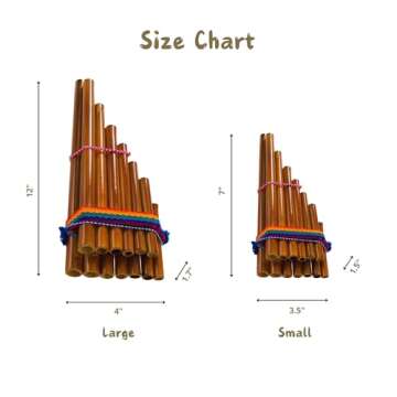 Mia Jewel Shop Pan Flute - Handmade Bamboo Wooden Flute | Flauta de Pan with Assorted Color Strap, T...