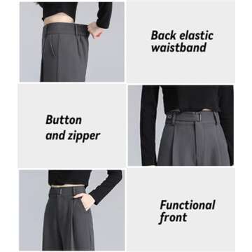 Betusline Women's High Waisted Wide Leg Dress Pants Business Twill Straight Office Trousers for Women, 2# Brown Herringbone, Medium