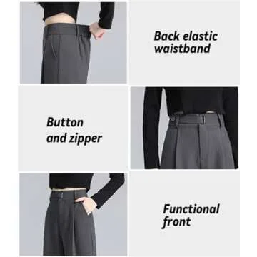 Betusline Women's High Waisted Wide Leg Dress Pants Business Twill Straight Office Trousers for Women, 2# Brown Herringbone, Medium