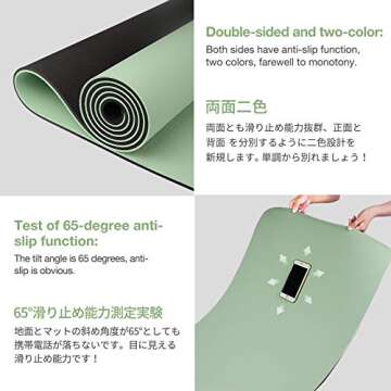 Gruper Yoga Mat Non Slip, Eco Friendly Fitness Exercise Mat with Carrying Strap,Pro Yoga Mats for Women,Workout Mats for Home, Pilates and Floor Exercises 4.Matcha Green/Black