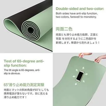 Gruper Yoga Mat Non Slip, Eco Friendly Fitness Exercise Mat with Carrying Strap,Pro Yoga Mats for Women,Workout Mats for Home, Pilates and Floor Exercises 4.Matcha Green/Black