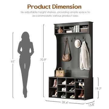 Soohow 70.9" Hall Tree with Bench for Entryway