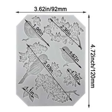 5 Pack Butterfly Rose Flower Stems Birds Blossoms Silicone Fondant Mold, for Making Chocolate Fondan...