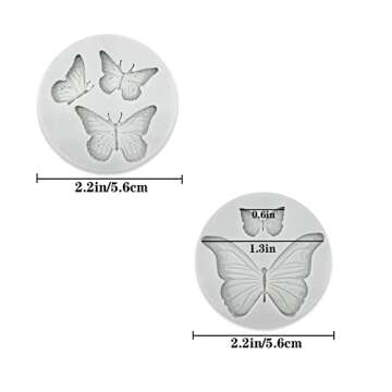 5 Pack Butterfly Rose Flower Stems Birds Blossoms Silicone Fondant Mold, for Making Chocolate Fondant Jelly Polymer Clay Soap Crafting DIY Projects and Cake Decoration