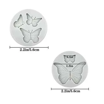 5 Pack Butterfly Rose Flower Stems Birds Blossoms Silicone Fondant Mold, for Making Chocolate Fondant Jelly Polymer Clay Soap Crafting DIY Projects and Cake Decoration