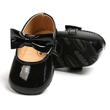 SOFMUO Baby Girls Mary Jane Flats with Bowknot Ballet Slippers Toddler First Walkers Infant Princess Wedding Party Christmas Dress Shoes(Black,0-6 Months)