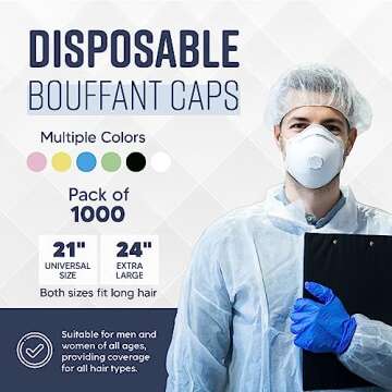 Medical Nation 24" Disposable Bouffant Caps - Case of 1000