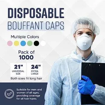 Medical Nation 24" Disposable Bouffant Caps - Case of 1000