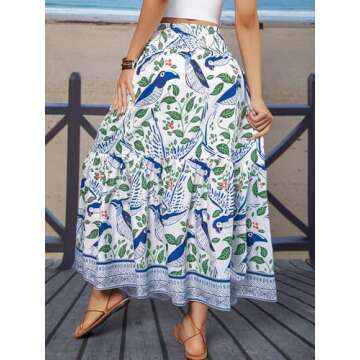 YHYJMY Womens Floral Maxi Skirts High Waisted Flowing Skirt