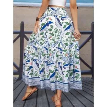 YHYJMY Womens Floral Maxi Skirts High Waisted Flowing Skirt