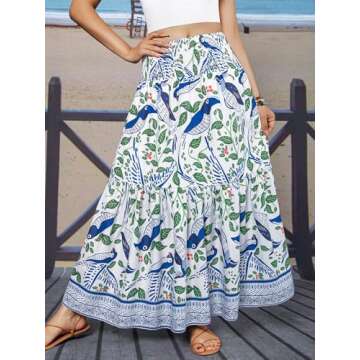 YHYJMY Womens Floral Maxi Skirts High Waisted Flowing Skirt
