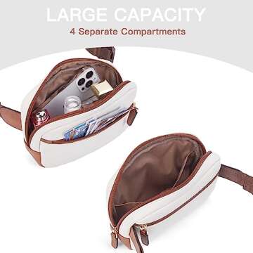 Telena Belt Bag for Women PU Leather Fanny Pack Quilted Crossbody Bags for Women Waist Bag with Adjustable Strap, Beige Brown