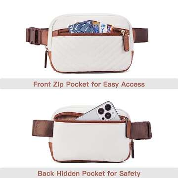 Telena Belt Bag for Women PU Leather Fanny Pack Quilted Crossbody Bags for Women Waist Bag with Adjustable Strap, Beige Brown