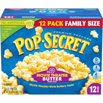 Pop Secret Microwave Popcorn, Movie Theater Butter, Flavor, 3.2 Oz Sharing Bags, 12 Ct