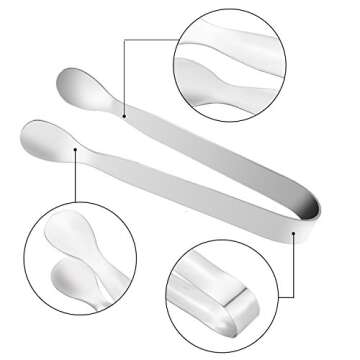 Boao 10 PC Mini Tongs 4.3 Inch and 7 Inch Ice Tongs Mini Tongs for Serving Sugar Tongs Serving Tongs Pom Tongs Sugar Tongs Stainless Steel Mini Tongs for Party Kitchen Serving and Cooking