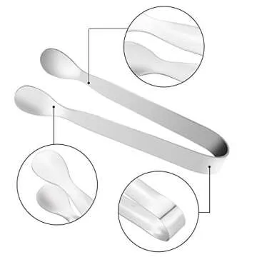 Boao 10 PC Mini Tongs 4.3 Inch and 7 Inch Ice Tongs Mini Tongs for Serving Sugar Tongs Serving Tongs Pom Tongs Sugar Tongs Stainless Steel Mini Tongs for Party Kitchen Serving and Cooking