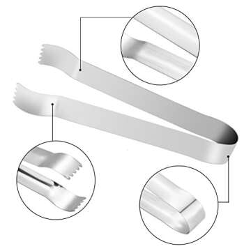 Boao 10 PC Mini Tongs 4.3 Inch and 7 Inch Ice Tongs Mini Tongs for Serving Sugar Tongs Serving Tongs Pom Tongs Sugar Tongs Stainless Steel Mini Tongs for Party Kitchen Serving and Cooking