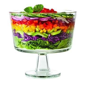 Royalty Art European Trifle Bowl with Pedestal - Luxurious Crystal-Clear Glass Dessert and Cake Stand, X-Quart - Made in Italy - Ideal for Displaying Pastries, Elegant for Weddings and Holidays