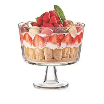 Royalty Art European Trifle Bowl with Pedestal - Luxurious Crystal-Clear Glass Dessert and Cake Stand, X-Quart - Made in Italy - Ideal for Displaying Pastries, Elegant for Weddings and Holidays