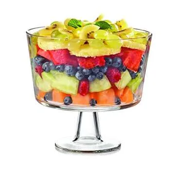 Royalty Art European Trifle Bowl with Pedestal - Luxurious Crystal-Clear Glass Dessert and Cake Stand, X-Quart - Made in Italy - Ideal for Displaying Pastries, Elegant for Weddings and Holidays