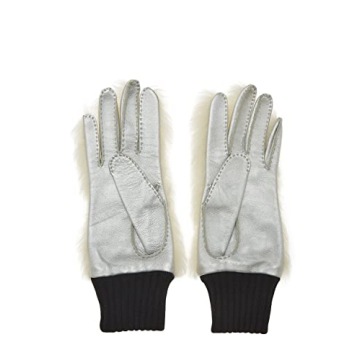 Chanel Pre-Loved White Faux Fur 'CC' Gloves for Chic Style