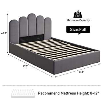 Zanmintaobo Lift Up Storage Bed Full Size, Upholstered Platform Bed with Hydraulic Storage System & ...