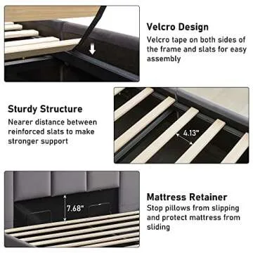 Zanmintaobo Hydraulic Lift Storage Bed Full Size Grey