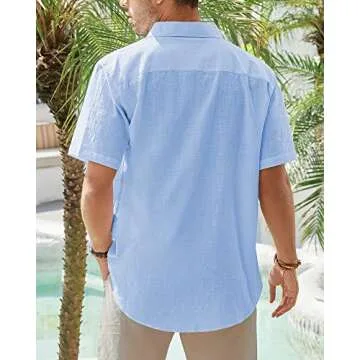 J.VER Men's Short Sleeve Linen Shirt - Lightweight & Stylish