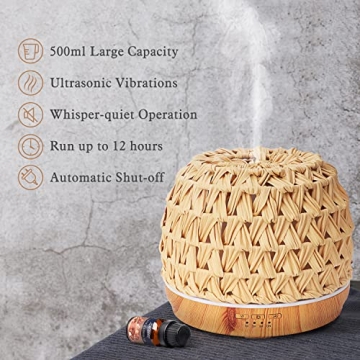 500ml Woven Rattan Essential Oil Diffuser for Home Use